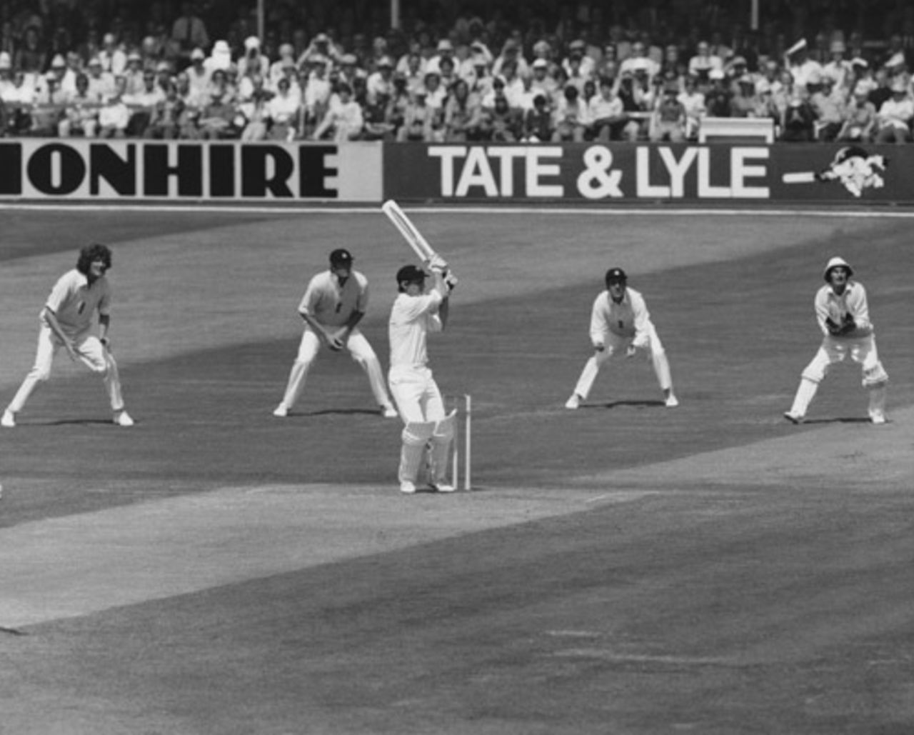 Australian cricketer Ian Davis in action, August 1, 1977