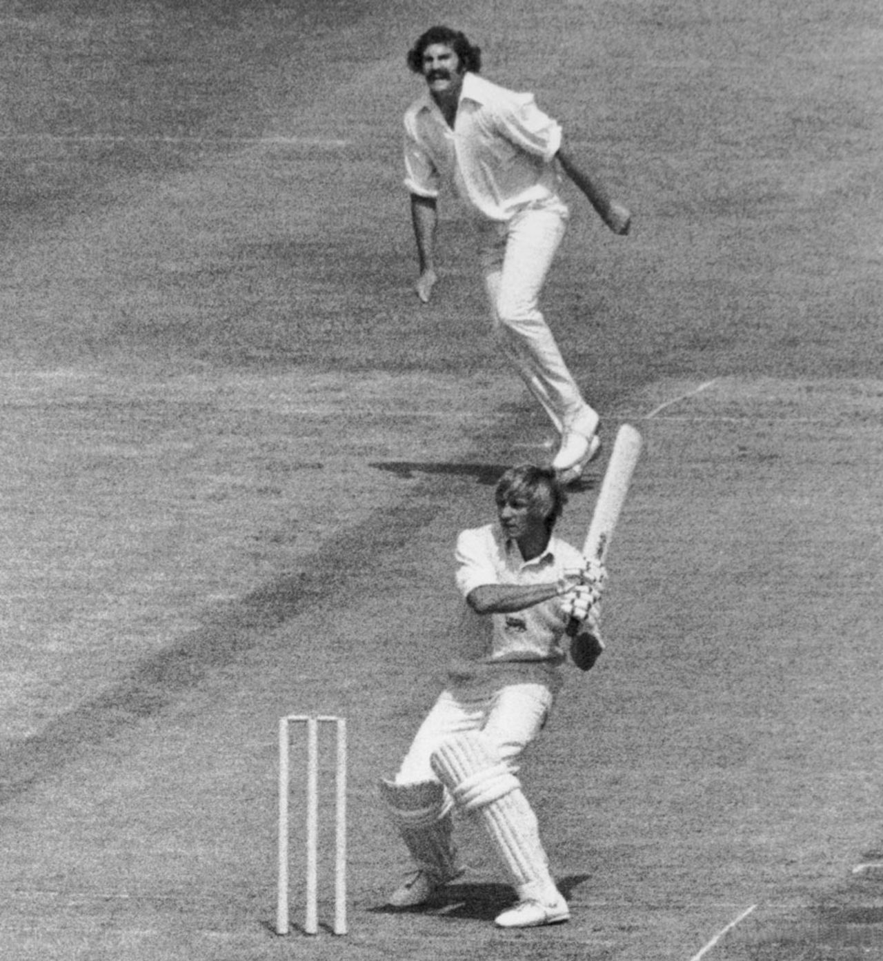 Frank Hayes hits a delivery from Richard Collinge, England v New Zealand, World Cup, Trent Bridge, June 11, 1975 
