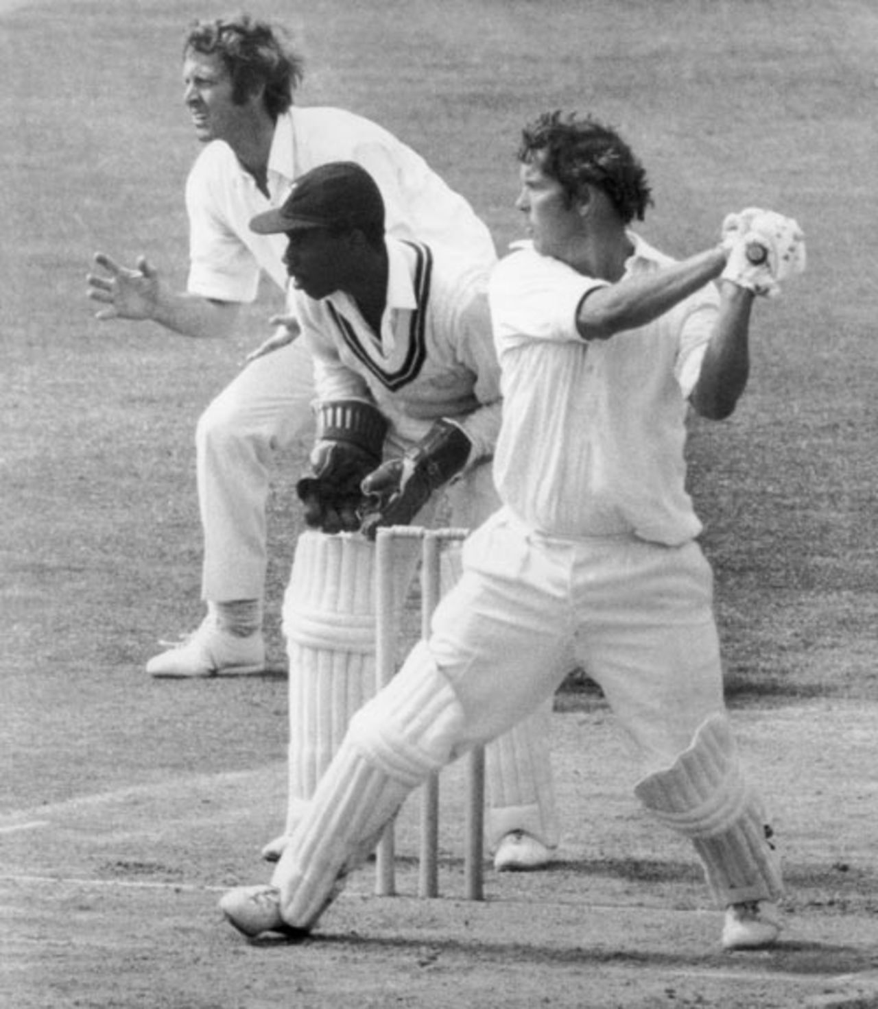 John Hampshire cuts the ball, The Oval, July 26, 1975