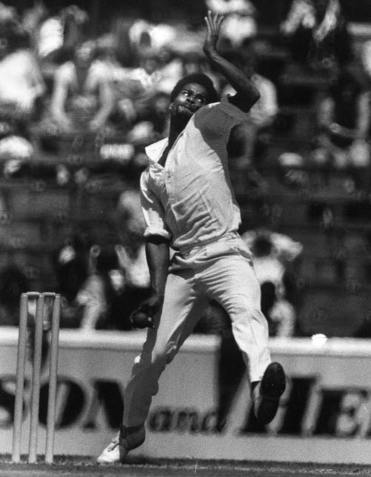 Keith Boyce in his delivery stride,The Oval, June 19, 1975