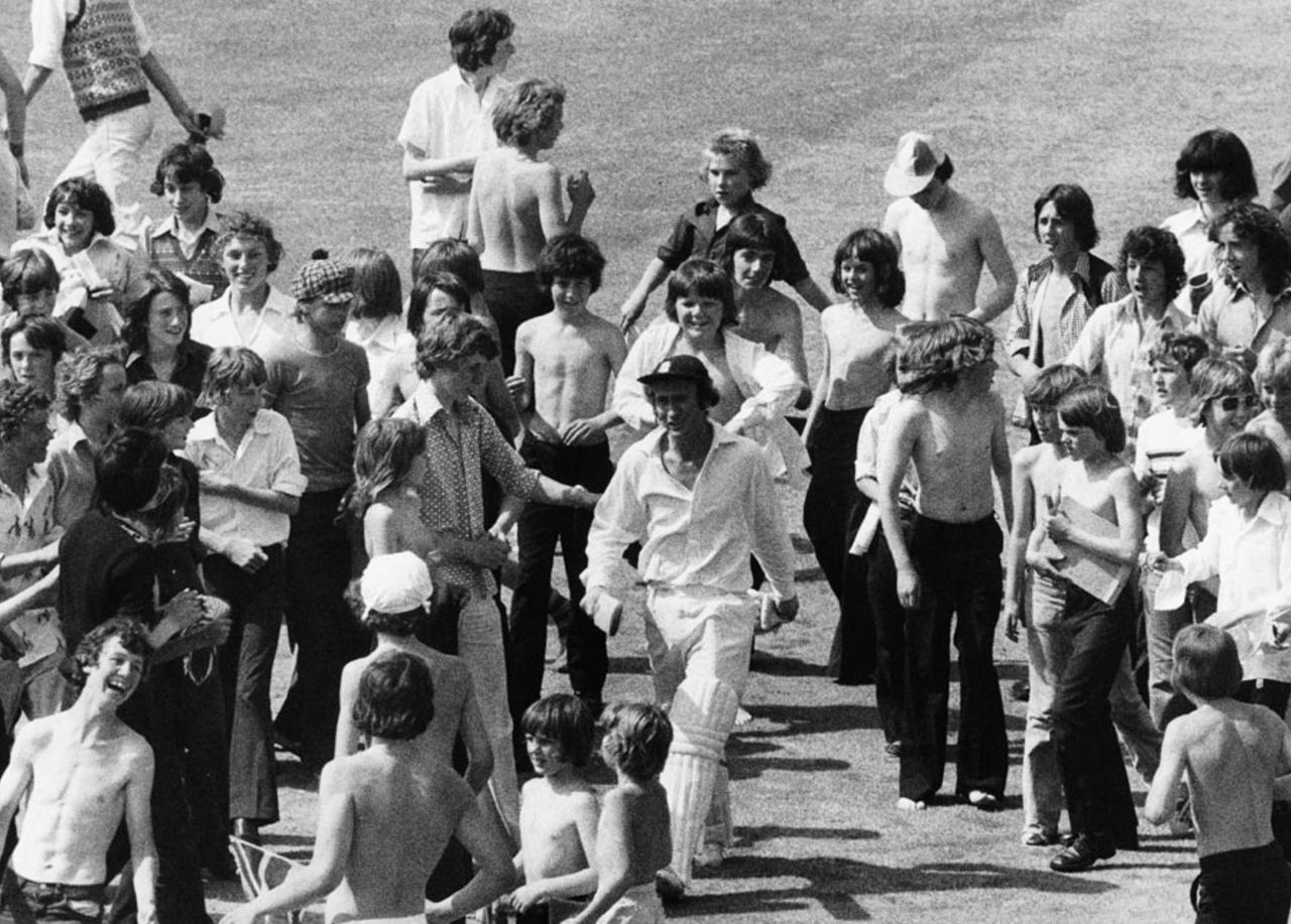 Keith Fletcher is congratulated after a glorious 131, England v New Zealand, Trent Bridge, World Cup, June 11, 1975