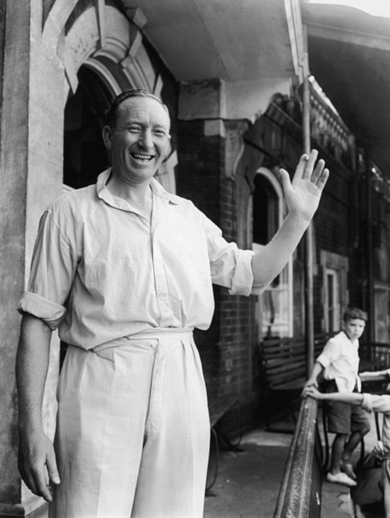Surrey captain Stuart Surridge waves to the crowd after winning the County Championship for the fourth successive year, , Surrey v Sussex, The Oval, August 26, 1955