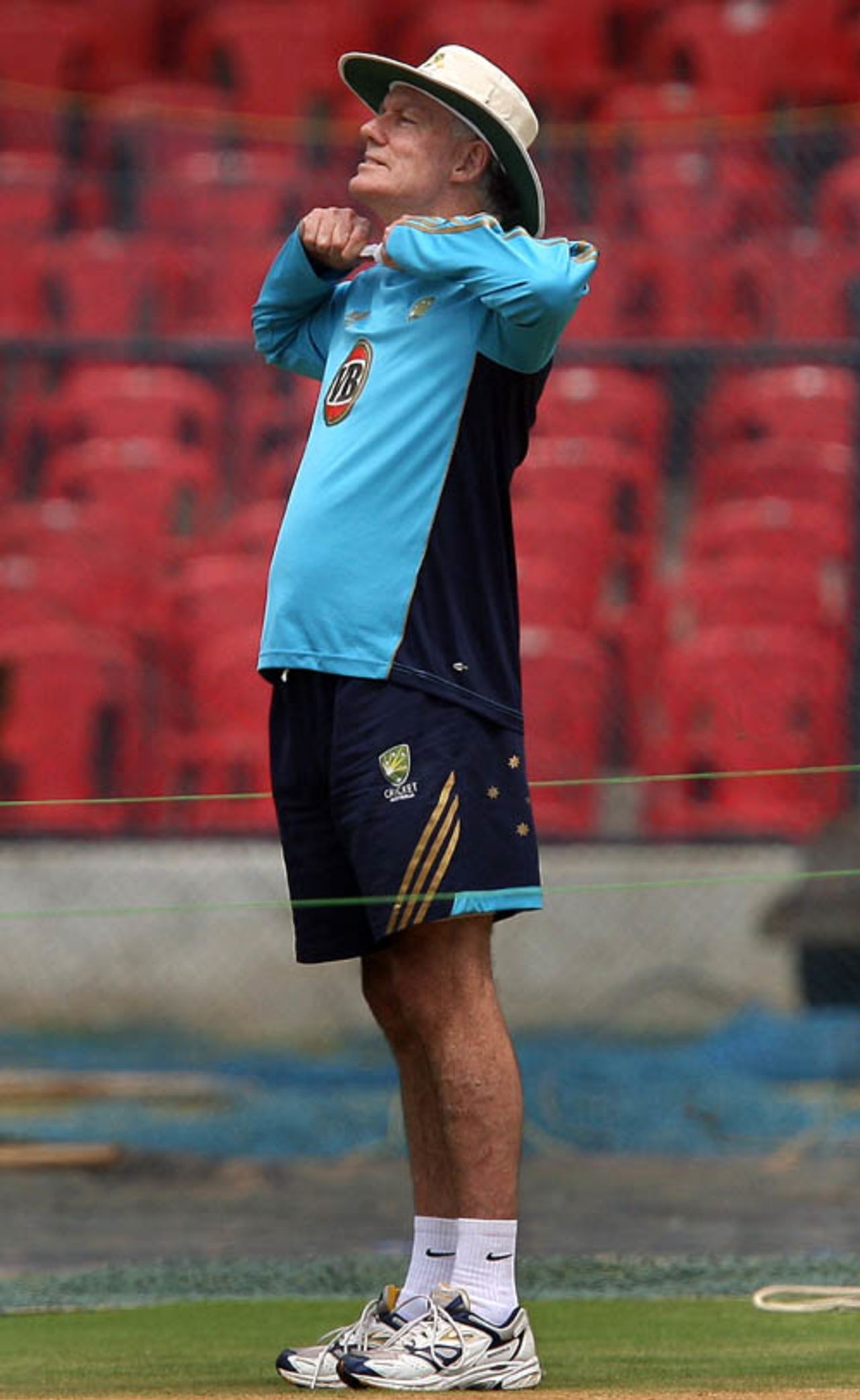 Greg Chappell, Australia's assistant coach, gears up for a practice session, Bangalore, October 7, 2008