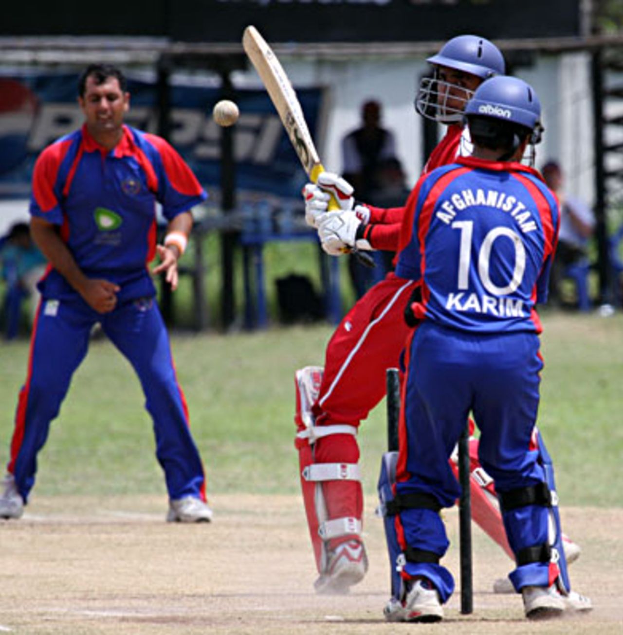 Zain Abbas is bowled by Mohammad Nabi for 69. Hong Kong v. Afghanistan, ICC WCL Div 4, 08.10.2008