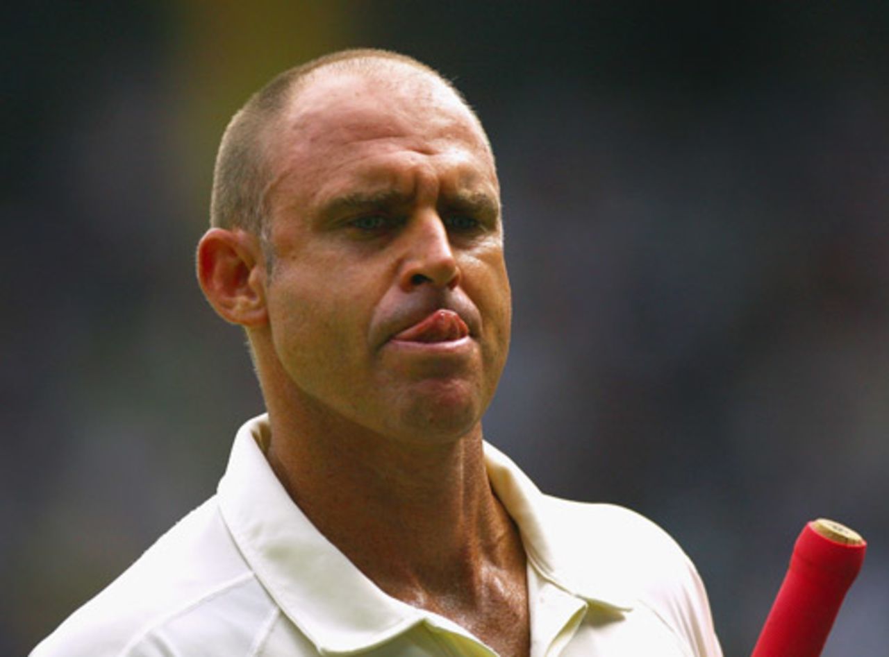 Matthew Hayden walks off after being dismissed for a duck, India v Australia, 1st Test, Bangalore, 1st day, October 9, 2008