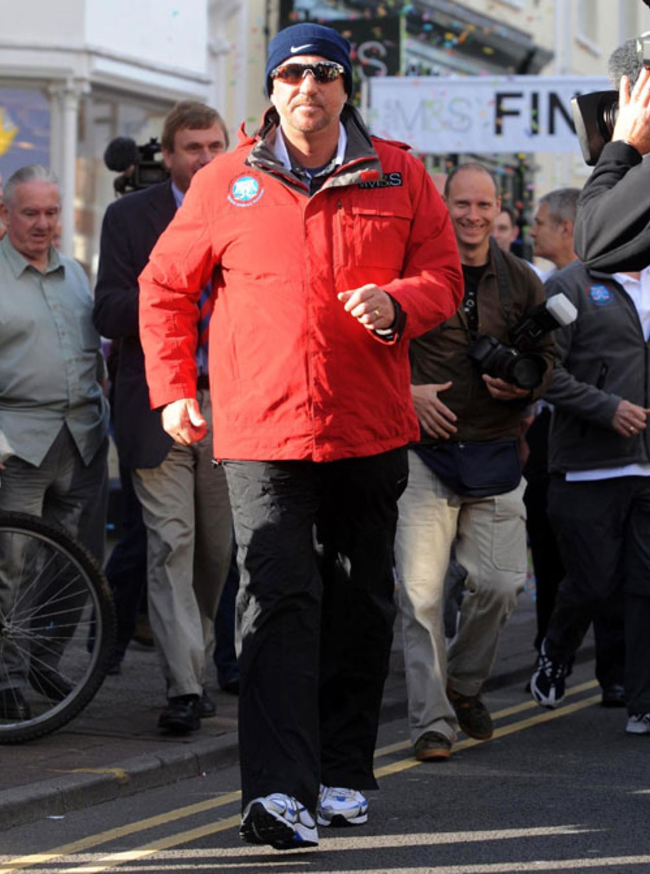 Sir Ian Botham sets off on another fundraising expedition, taking in nine towns across the UK to help blood cancer charity Leukaemia Research, Taunton, October 10, 2008.