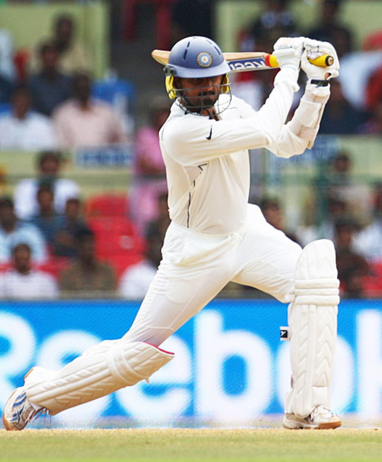 Harbhajan Singh drives, India v Australia, 1st Test, Bangalore, 3rd day, October 11, 2008