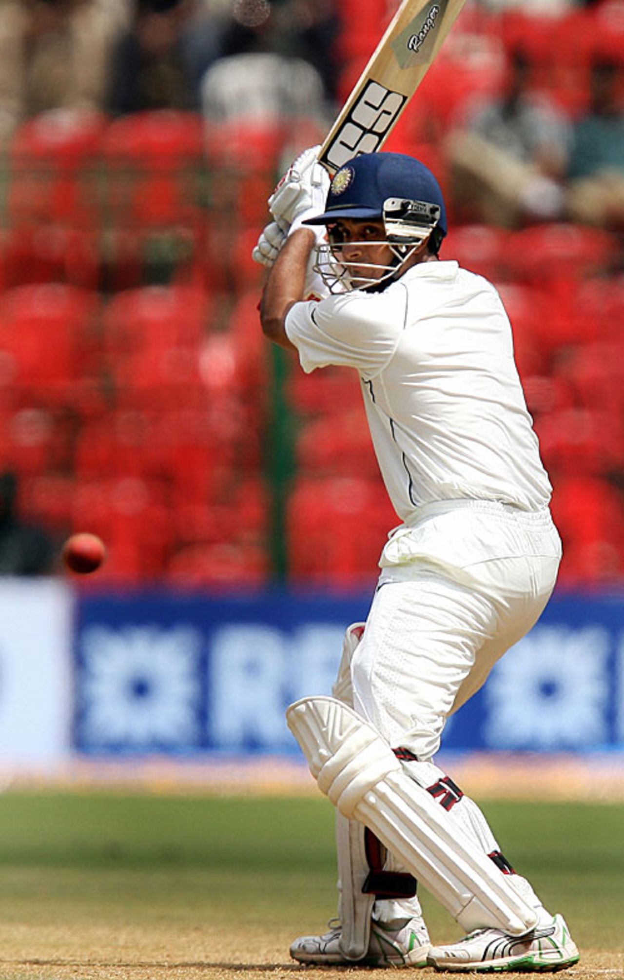 Sourav Ganguly cuts behind point, India v Australia, 1st Test, 3rd day, Bangalore, October 11, 2008
