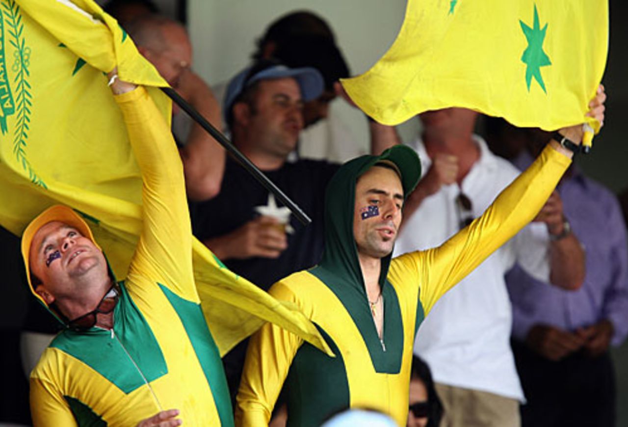 Australian supporters cheer their team on, India v Australia, 1st Test, Bangalore, 4th day, October 12, 2008