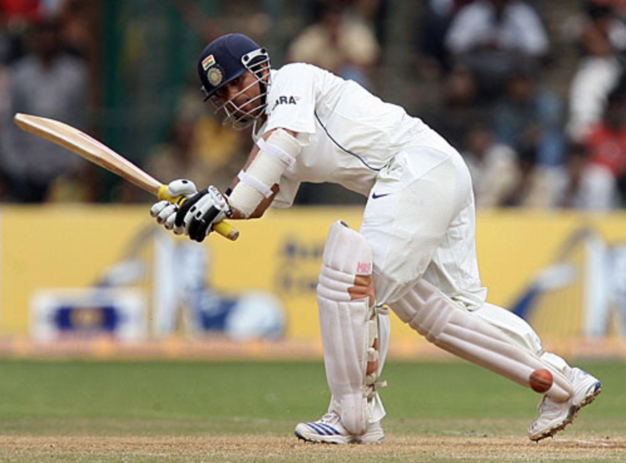 Sachin Tendulkar flicks one towards square leg, India v Australia, 1st Test, Bangalore, 5th day, October 13, 2008