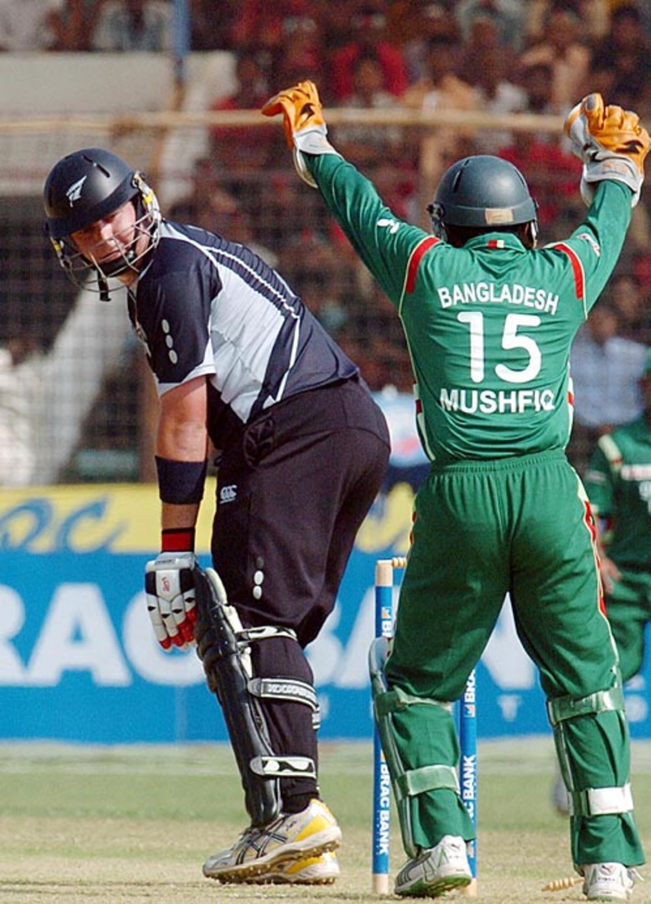 Jesse Ryder is bowled by Syed Rasel, Bangladesh v New Zealand, 3rd ODI, Chittagong, October 14, 2008