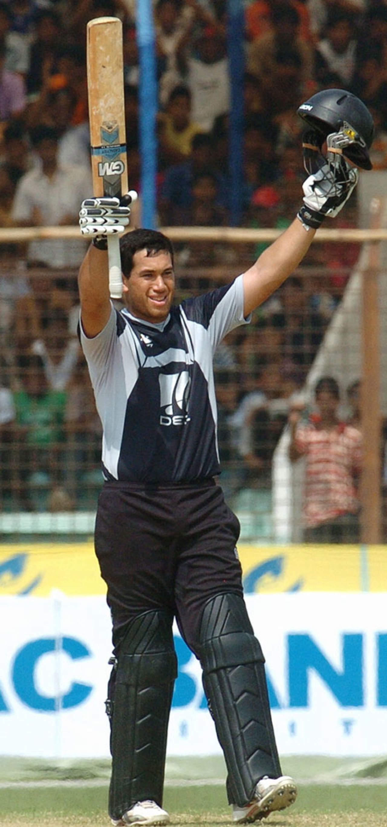 Ross Taylor completes his century, Bangladesh v New Zealand, 3rd ODI, Chittagong, October 14, 2008