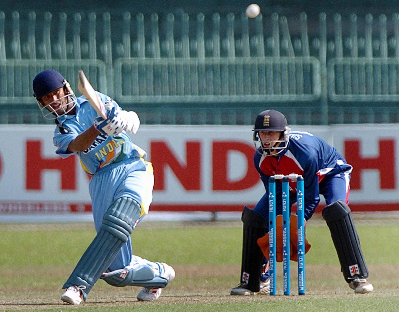 Cheteshwar Pujara hits to leg side , England v India, Under-19 World Cup semi-final, Colombo, February 15, 2006