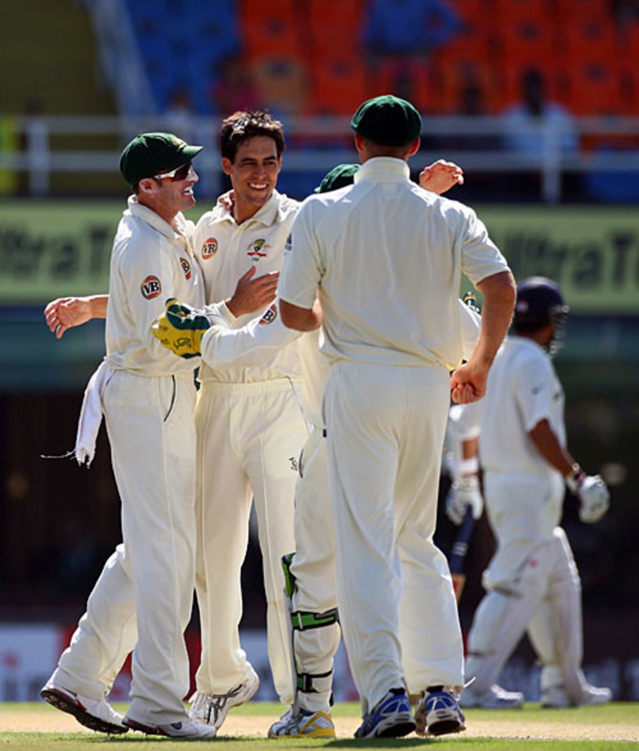 Mitchell Johnson picked up two wickets in quick succession, India v Australia, 2nd Test, Mohali, 1st day, October 17, 2008