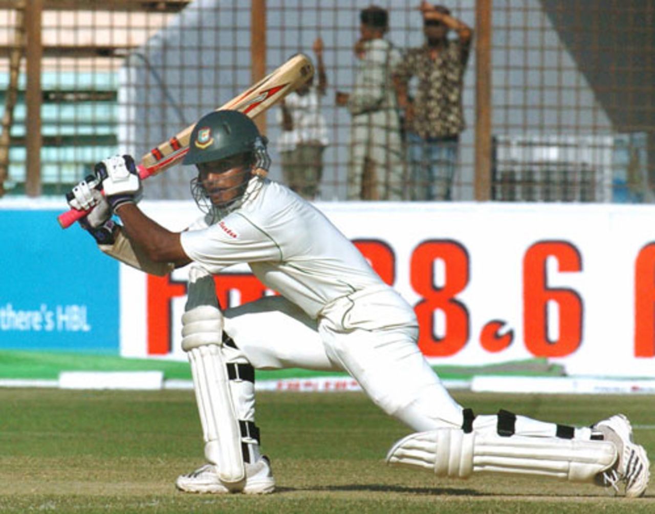 Mehrab Hossain jnr gets on the front foot and drills it through cover, Bangladesh v New Zealand,1st Test, Chittagong, 1st day, October 17, 2008