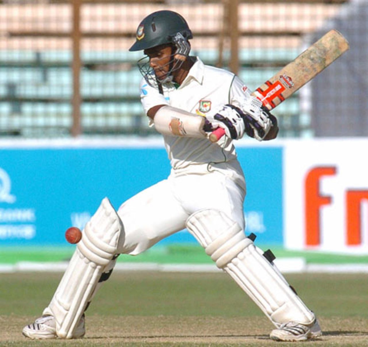 Mehrab Hossain jnr prepares to play the ball, Bangladesh v New Zealand,1st Test, Chittagong, 1st day, October 17, 2008