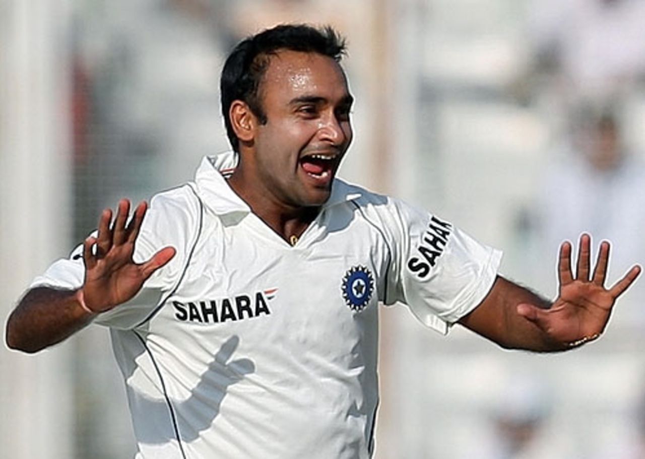 Amit Mishra is overjoyed after getting his first Test wicket, India v Australia, 2nd Test, Mohali, 2nd day, October 18, 2008