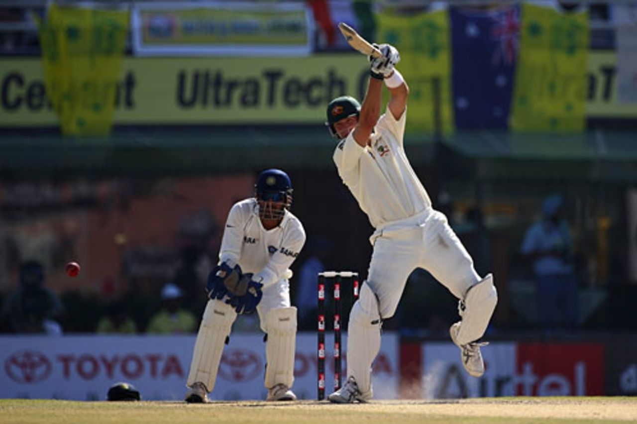 Shane Watson drives through the off side on the back foot, India v Australia, 2nd Test, Mohali, 3rd day, October 19, 2008