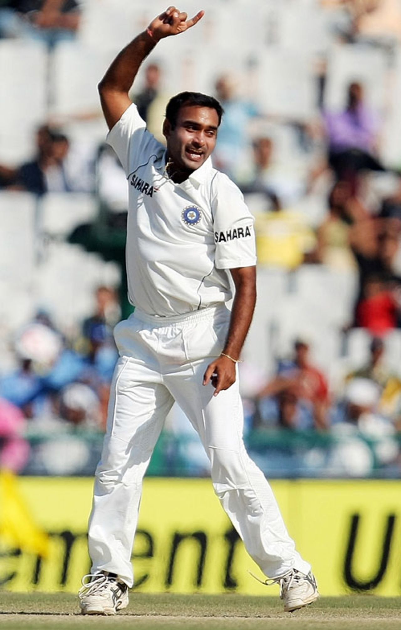 Amit Mishra celebrates during his 5 for 71 on debut, India v Australia, 2nd Test, Mohali, 3rd day, October 19, 2008