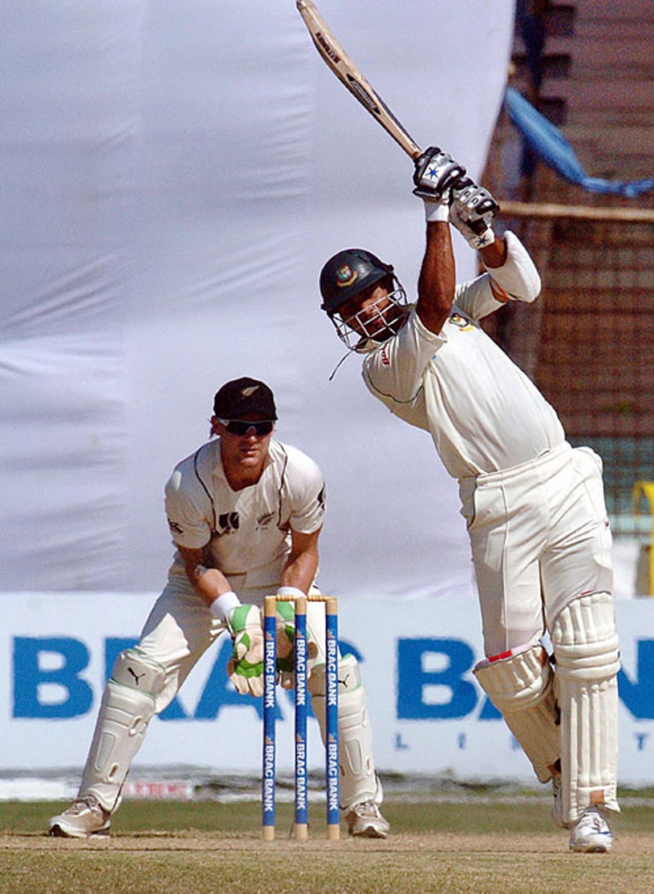 Mashrafe Mortaza drives powerfully during his innings of 44, Bangladesh v New Zealand, 1st Test, Chittagong, 4th day, October 20, 2008