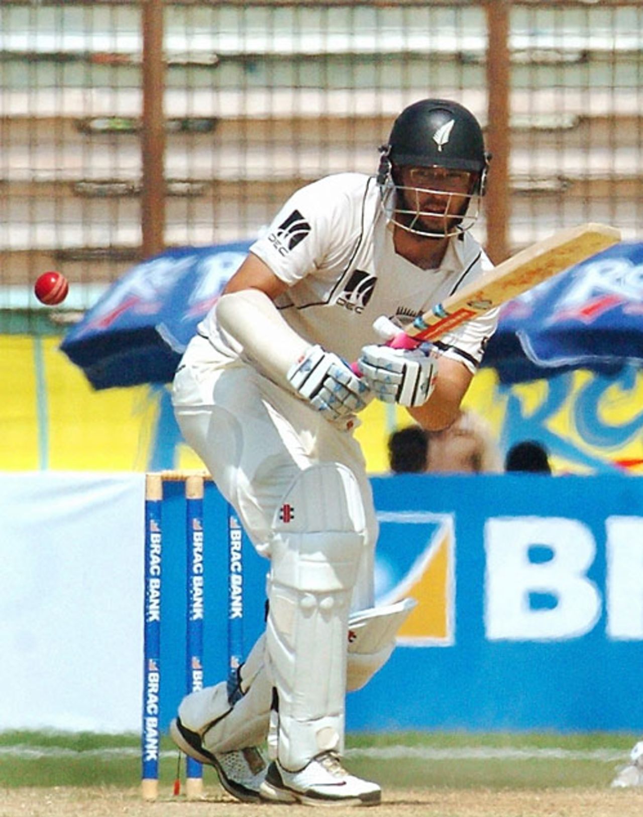 Daniel Vettori plays a shot towards the on side, Bangladesh v New Zealand, 1st Test, Chittagong, 5th day, October 21, 2008