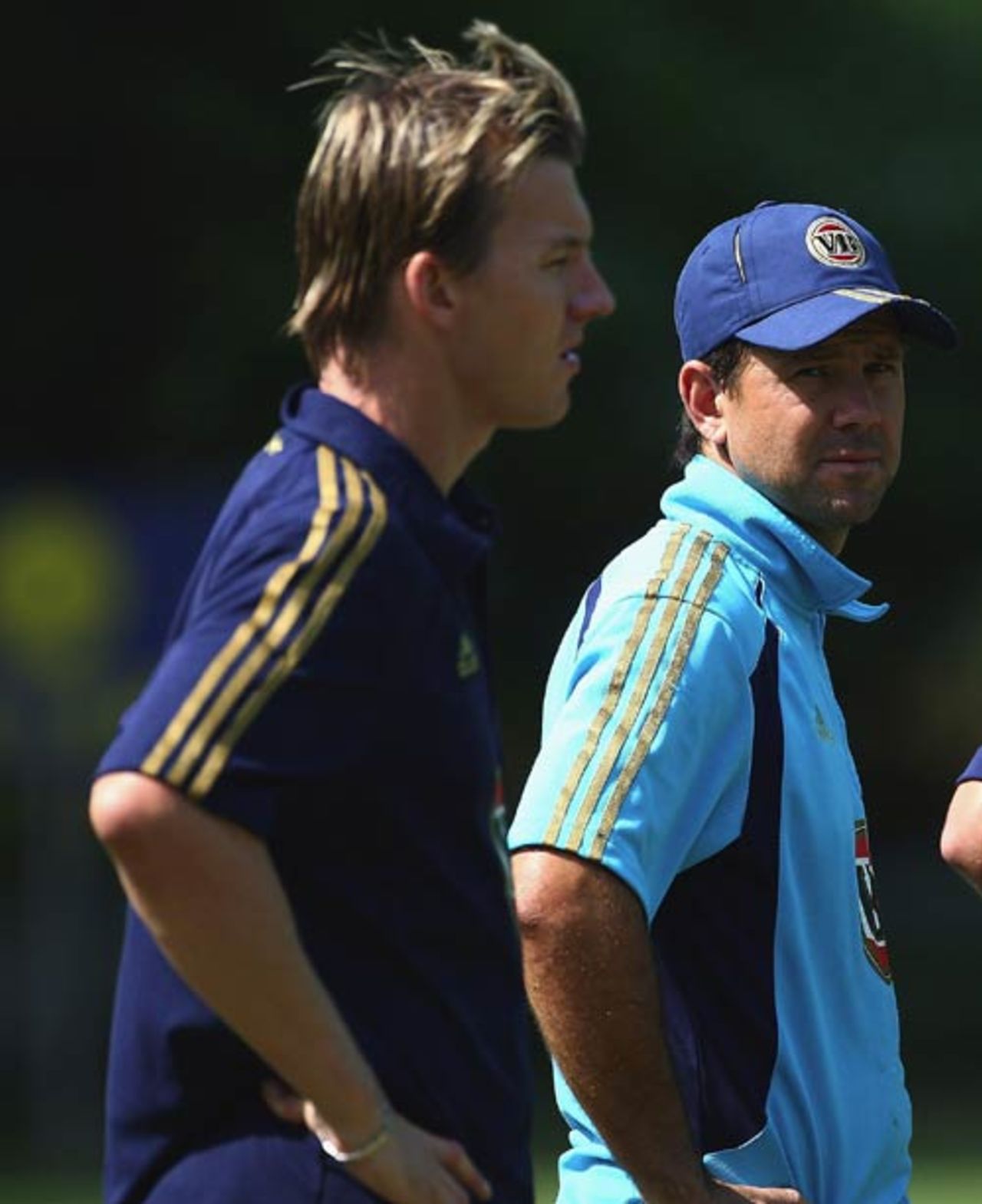 Brett Lee and Ricky Ponting at training, Mohali, October 15, 2008