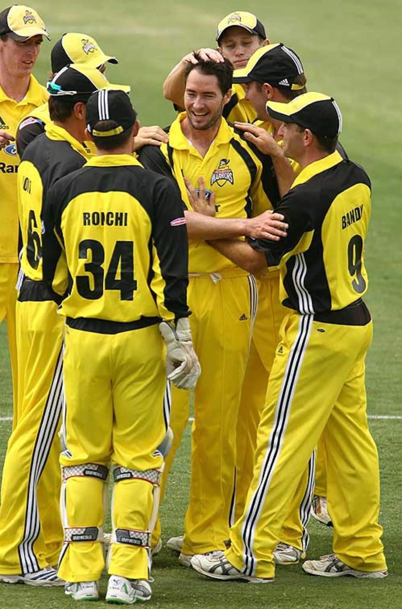 Ben Edmondson gets the cheers for another wicket, Western Australia v Tasmania, Ford Ranger Cup, Perth, October 24, 2008