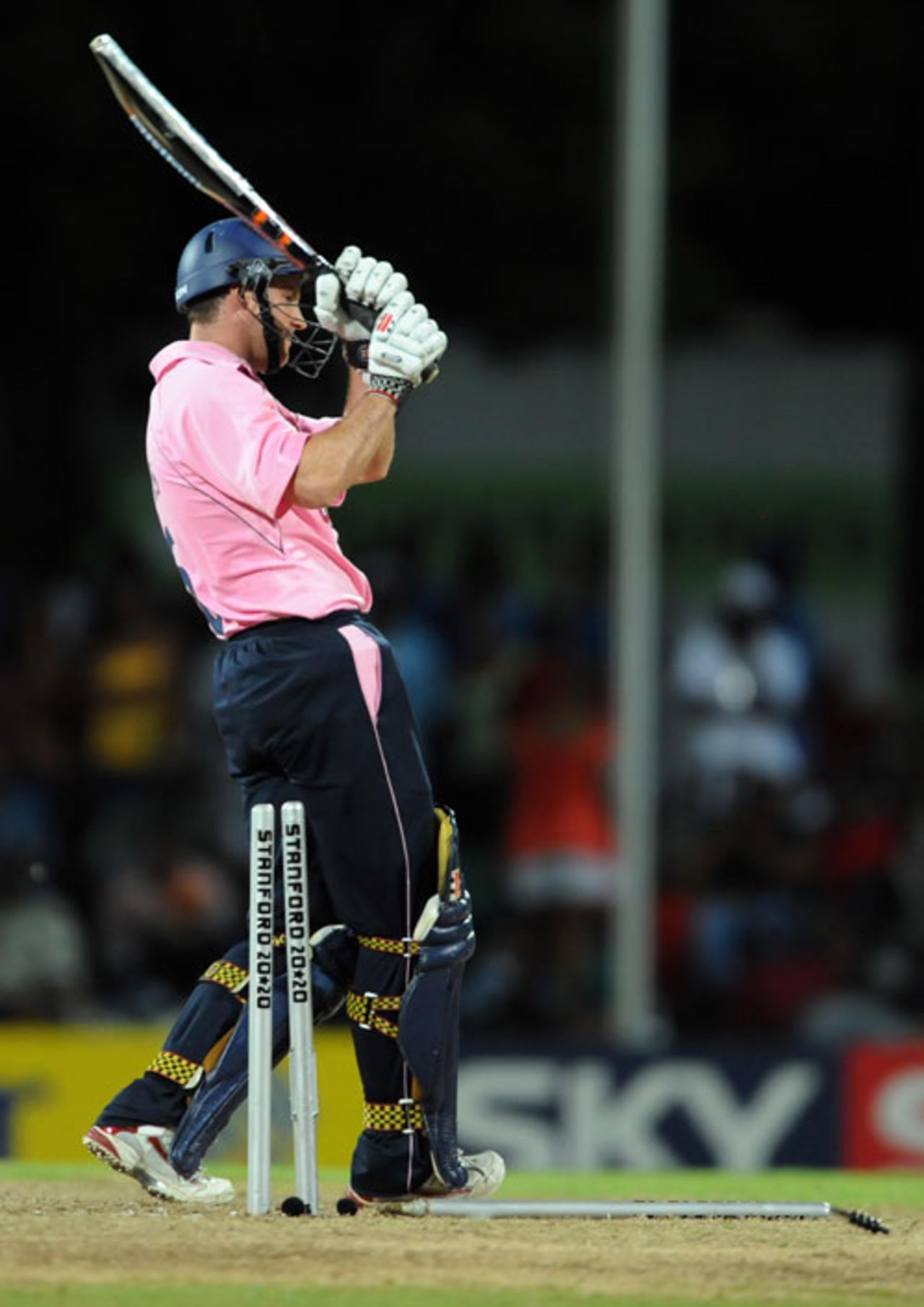 Andrew Strauss has a heave and a miss, England v Middlesex, Antigua, October 26, 2008