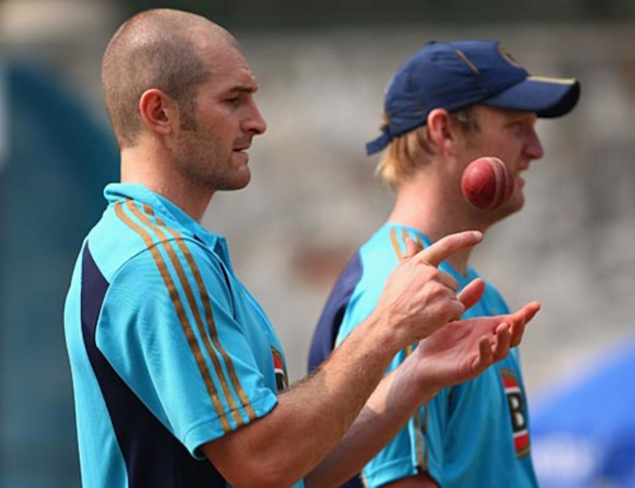 Jason Krejza and Cameron White at the nets at the Feroz Shah Kotla, Delhi, October 27, 2008