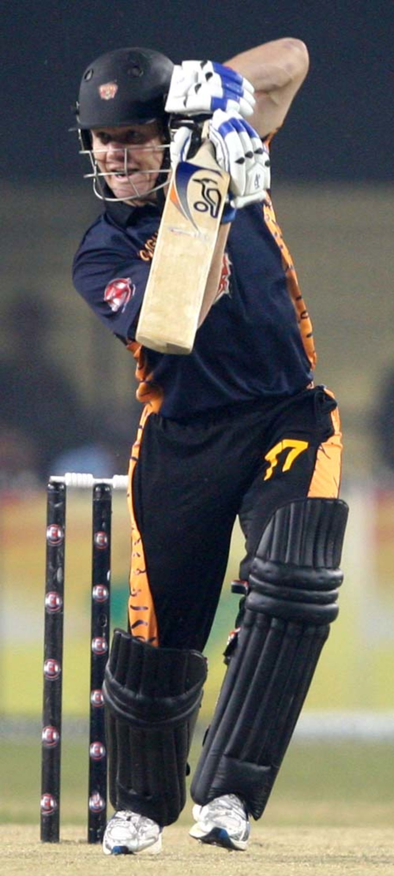 Hamish Marshall punches the ball through the off side, Chandigarh Lions v Royal Bengal Tigers, October 28, 2008