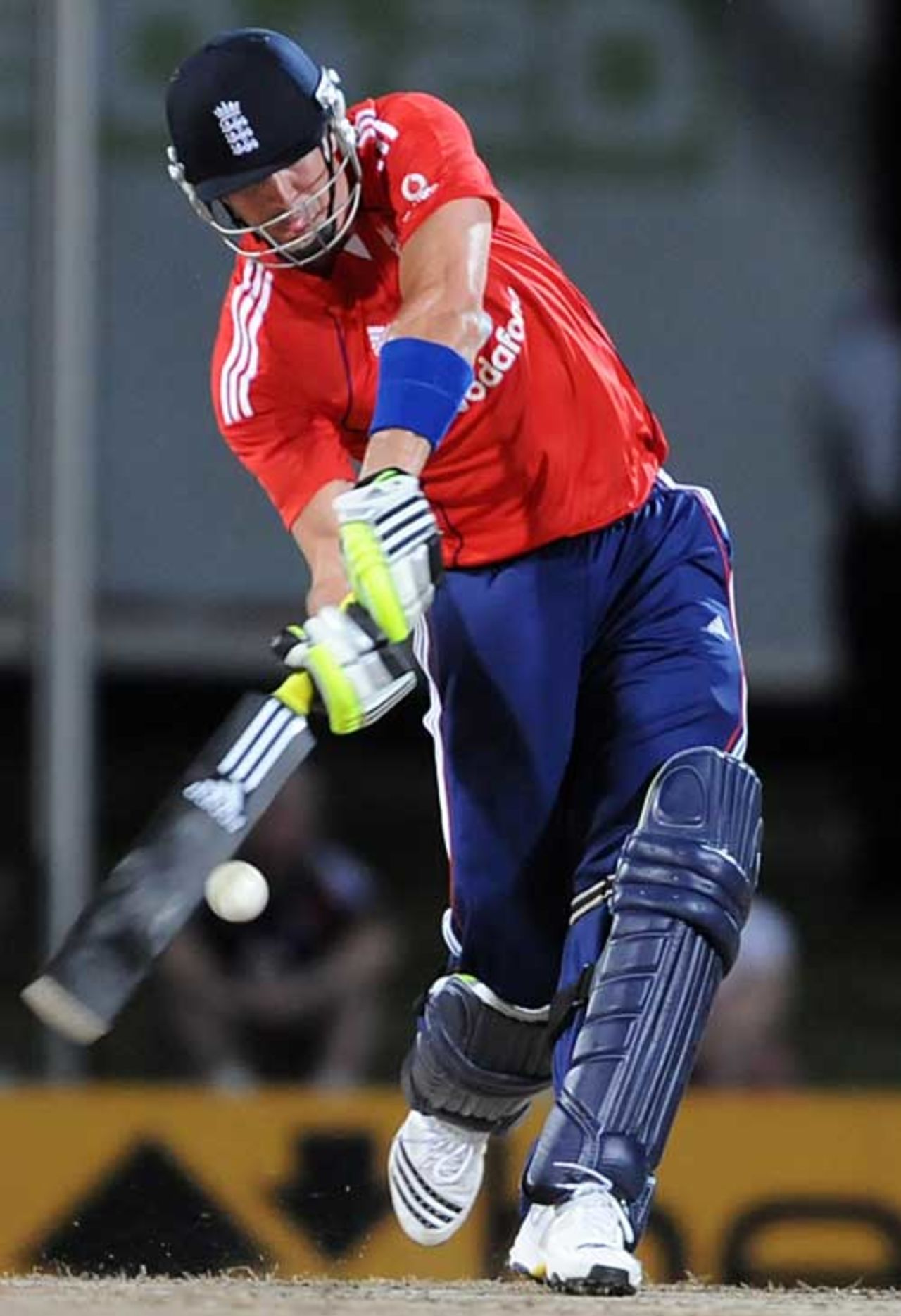 Kevin Pietersen comes down the pitch to launch a six, England XI v Trinidad & Tobago, Antigua, October 28, 2008