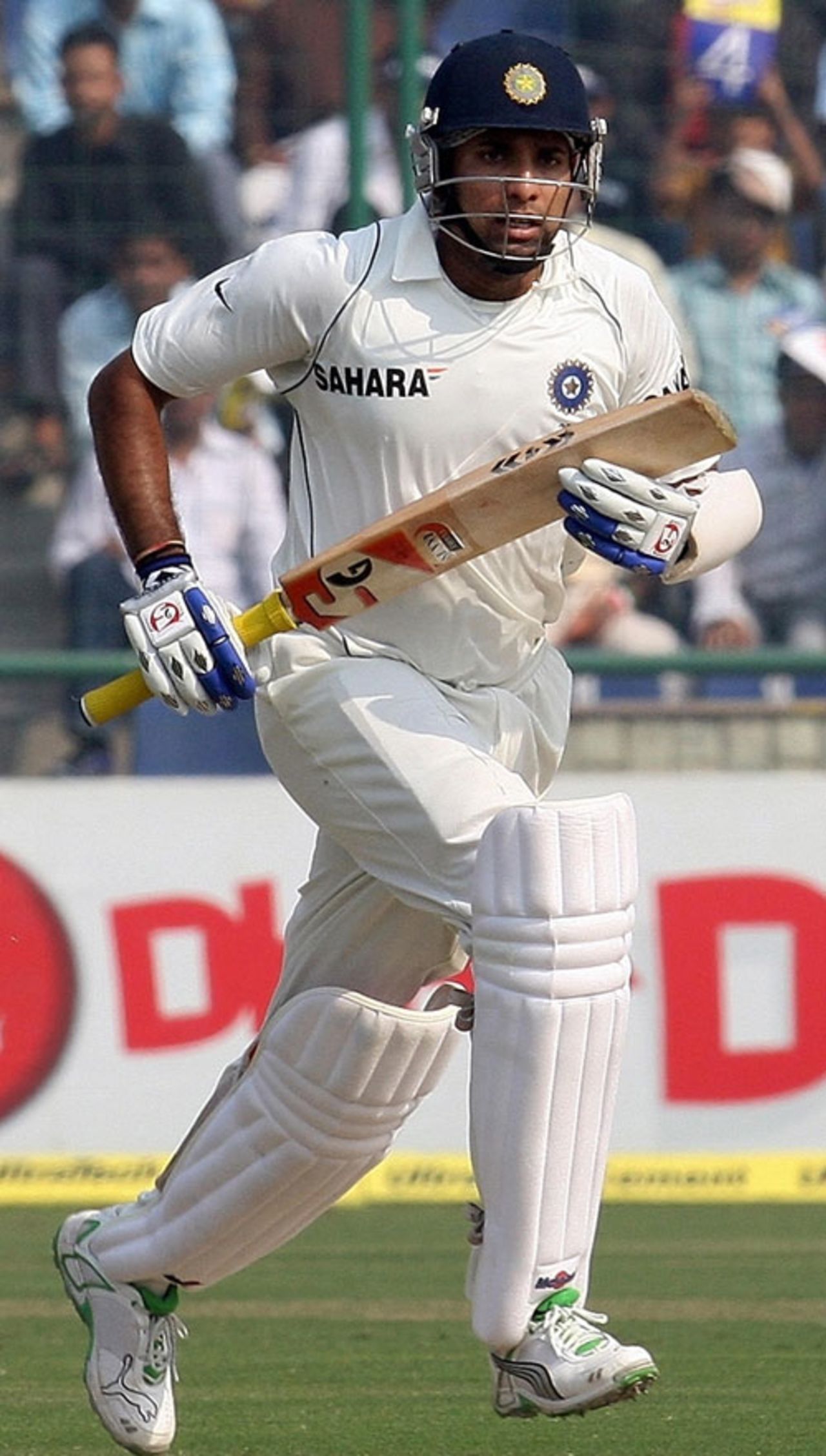 VVS Laxman takes a single, India v Australia, 3rd Test, Delhi, 2nd day, October 30, 2008