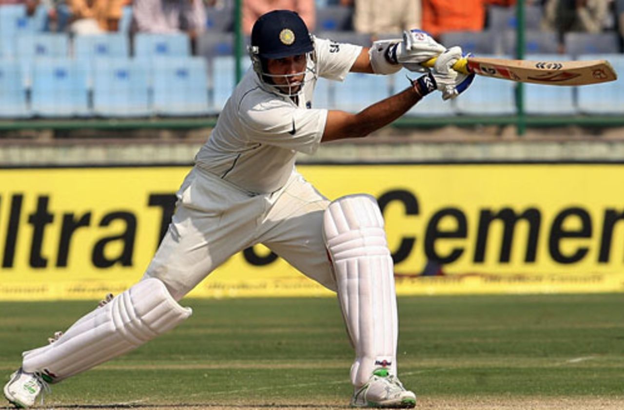 VVS Laxman caresses the ball through the off side, India v Australia, 3rd Test, Delhi, 2nd day, October 30, 2008