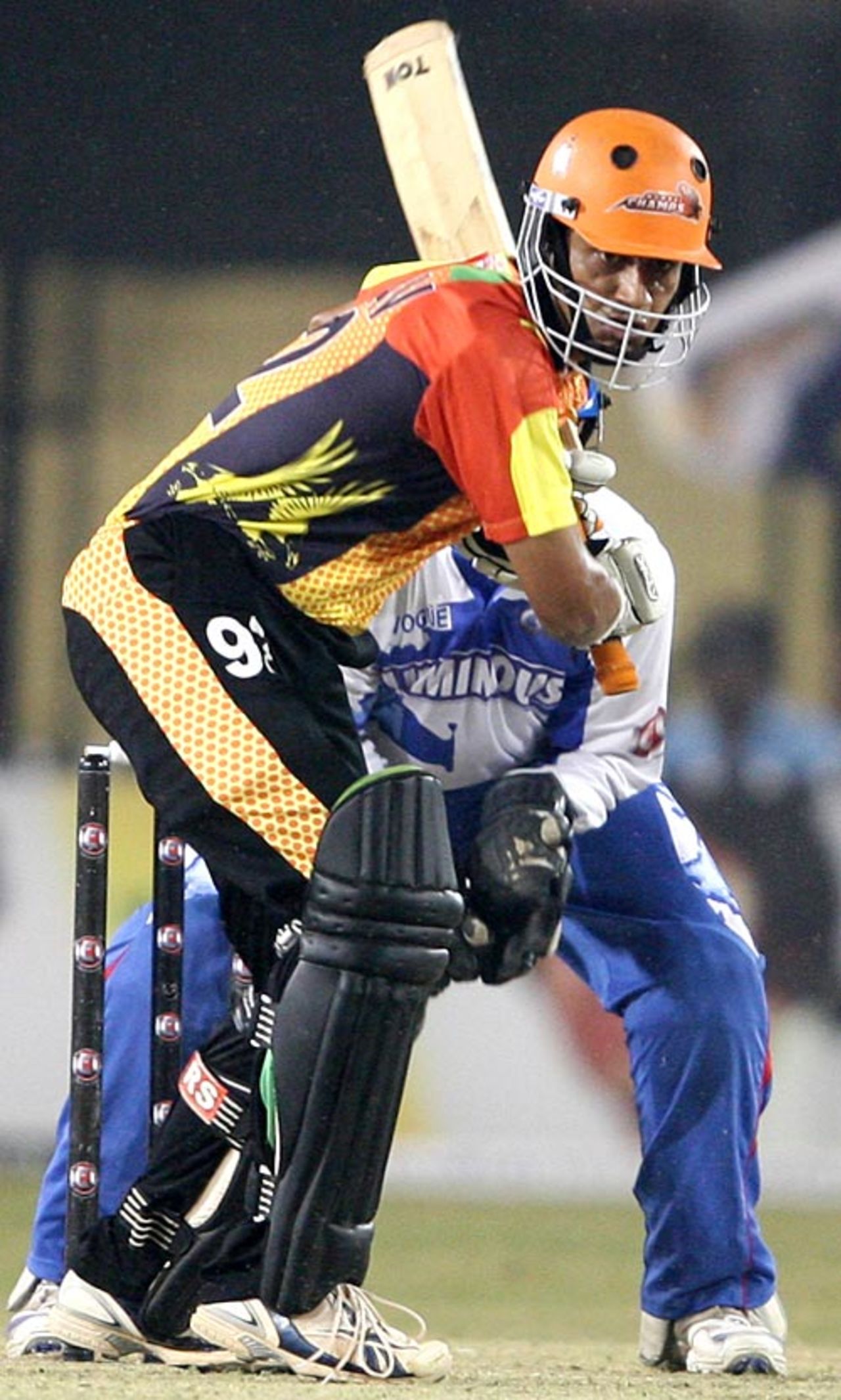 Dheeraj Jadhav is a picture of concentration, Delhi Giants v Mumbai Champs, ICL, 24th match, Gurgaon, October 30, 2008