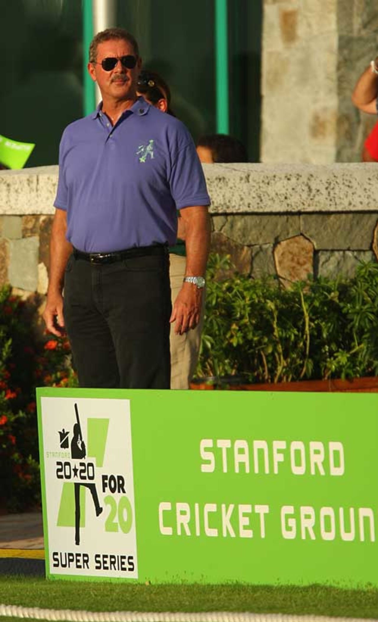 Allen Stanford surveys his ground after defending his tournament to the media, Stanford Superstars v Middlesex, Antigua, October 30, 2008