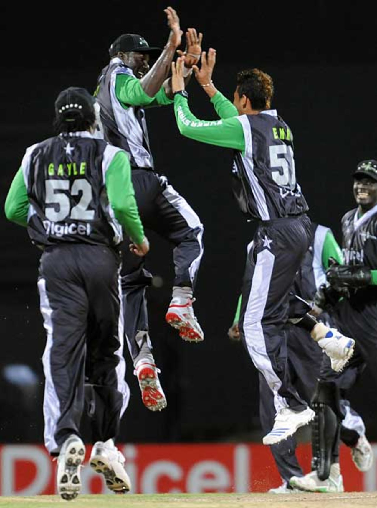 Rayad Emrit celebrates his sharp catch to remove Neil Dexter, Stanford Superstars v Middlesex, Antigua, October 30, 2008