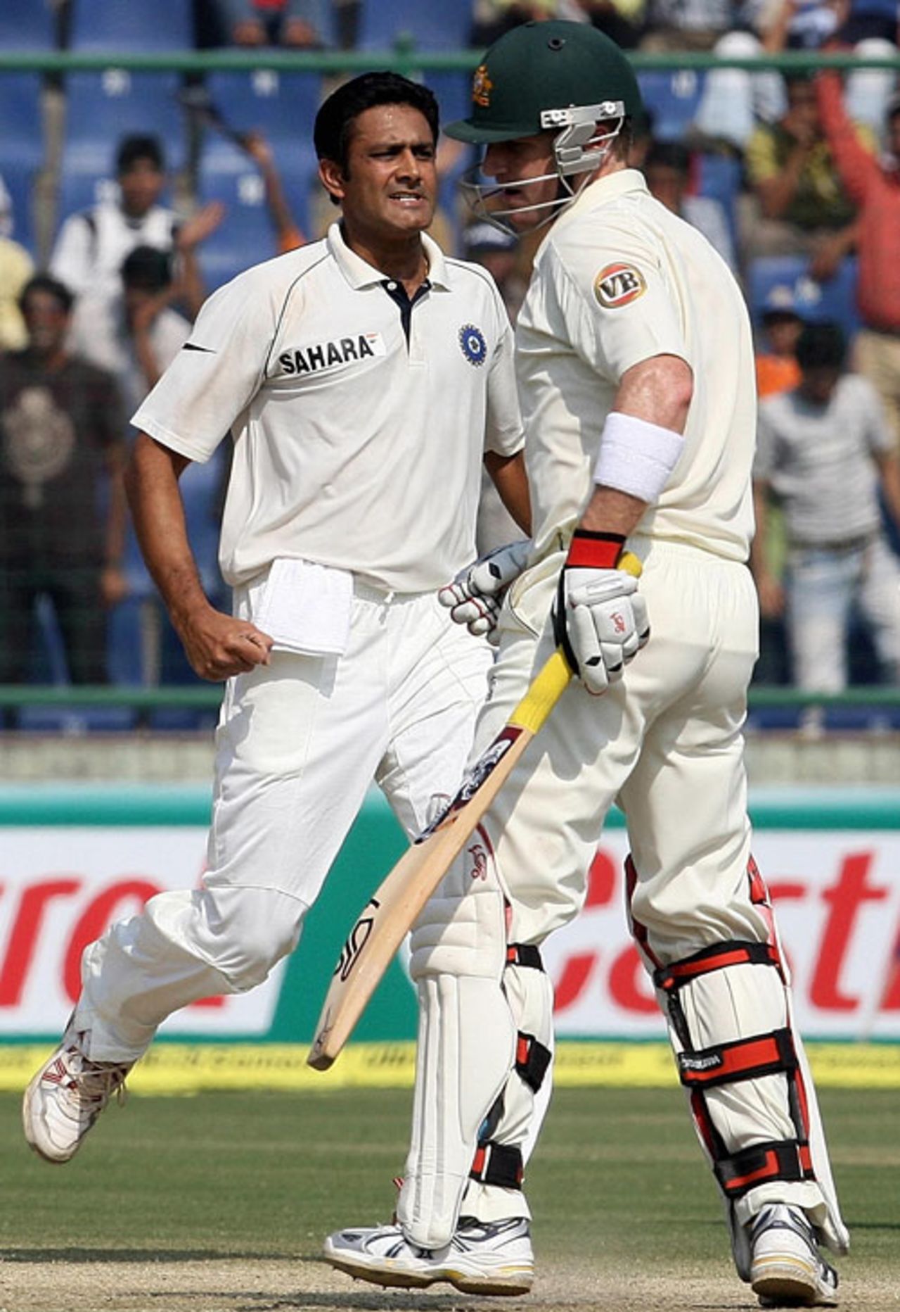 Anil Kumble is pumped up after getting rid of Brad Haddin, India v Australia, 3rd Test, Delhi, 4th day, November 1, 2008