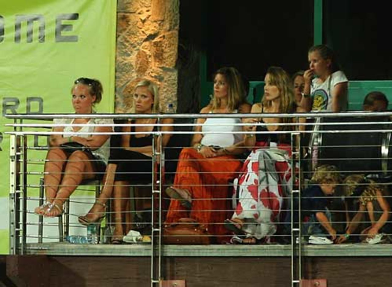 The English wives and girlfriends see their extra spending money disappear, Superstars v England, Antigua, November 1, 2008