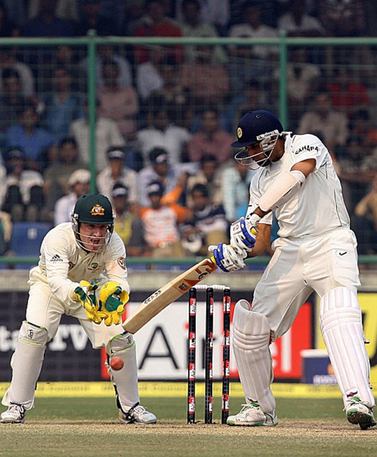 VVS Laxman cuts the spinners, India v Australia, 3rd Test, Delhi, 5th day, November 2, 2008