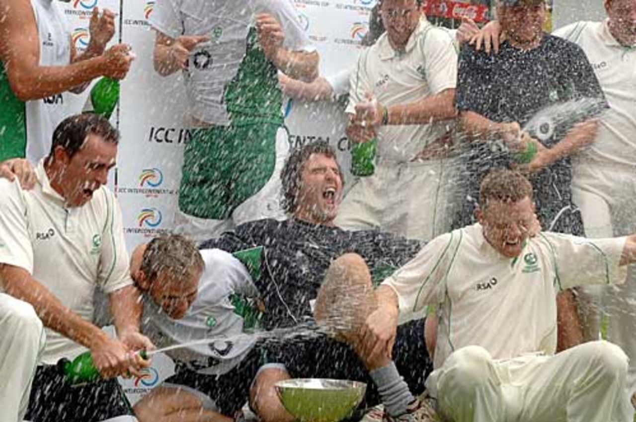 Ireland's players waste some good champagne, Intercontinental Cup final, Port Elizabeth, November 2, 2008