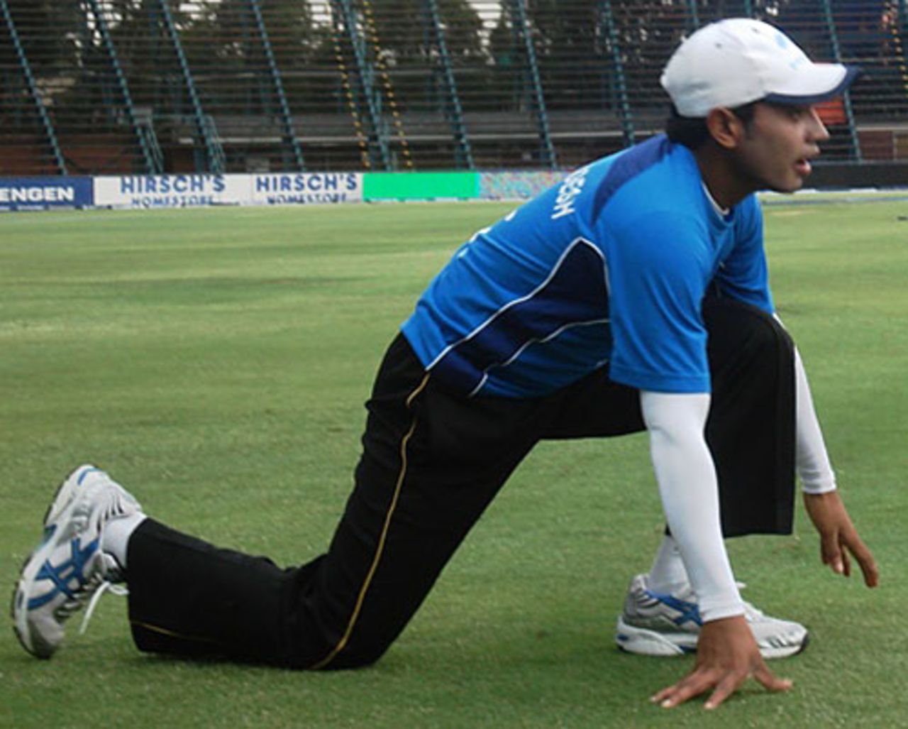 Mushfiqur Rahim stretches during a training session, The Wanderers, Johannesburg, November 4, 2008