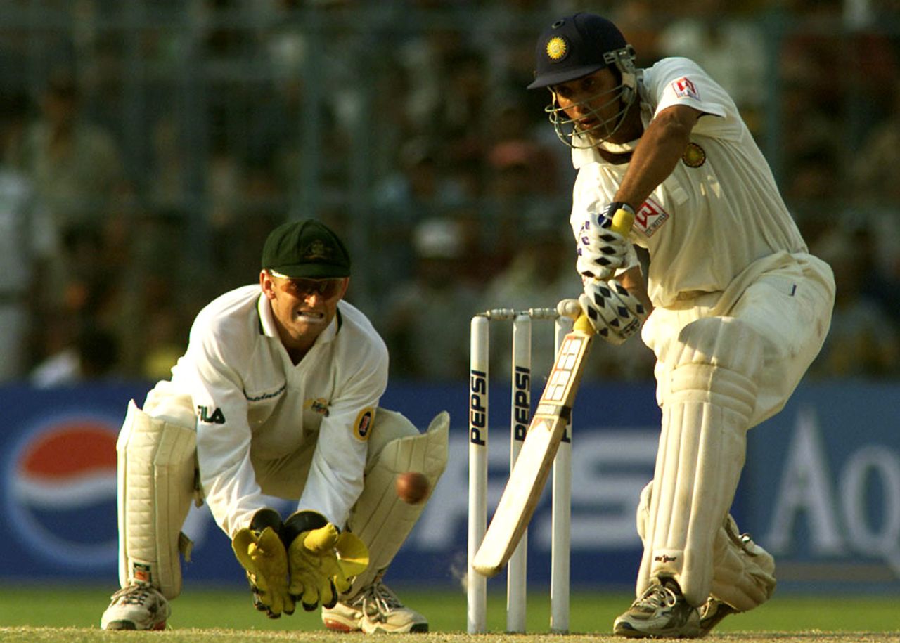 VVS Laxman drives on his way to 281, India v Australia, 2nd Test, Kolkata, 4th day, March 14, 2001
