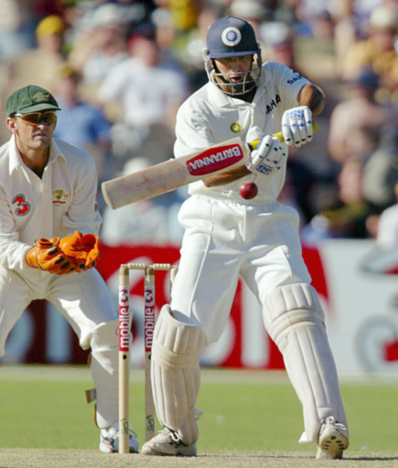 VVS Laxman looks to pull, Australia v India, 2nd Test, Adelaide, 2nd day, December 13, 2003