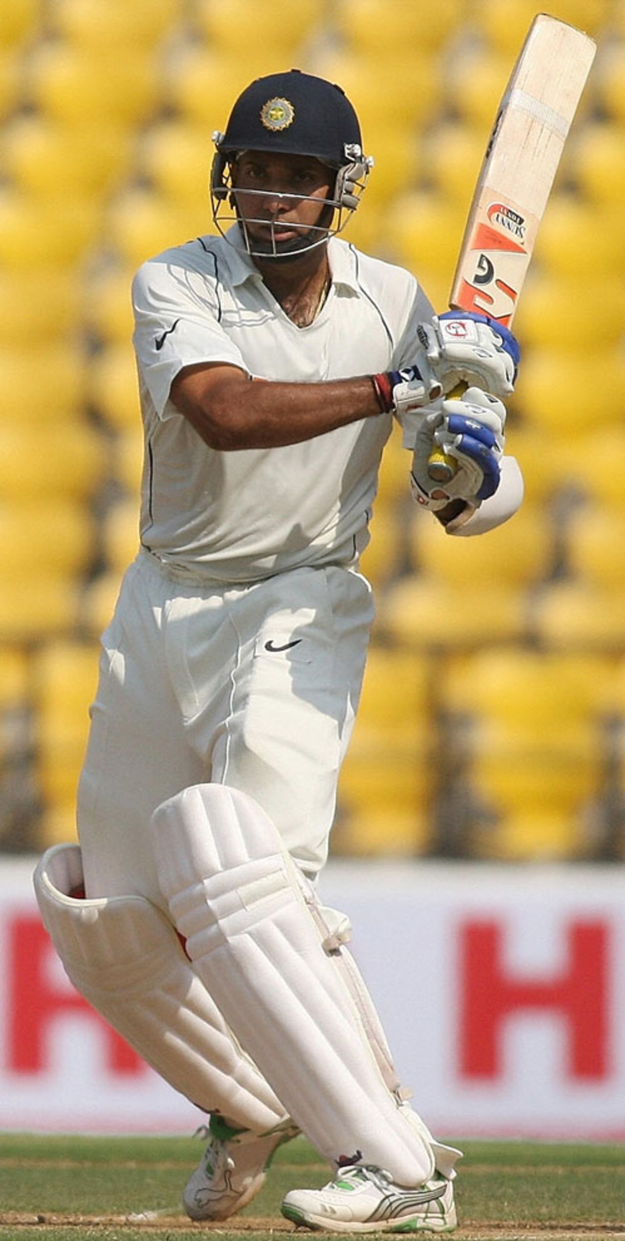 VVS Laxman pulls the ball towards square leg, India v Australia, 4th Test, Nagpur, 1st day, November 6, 2008