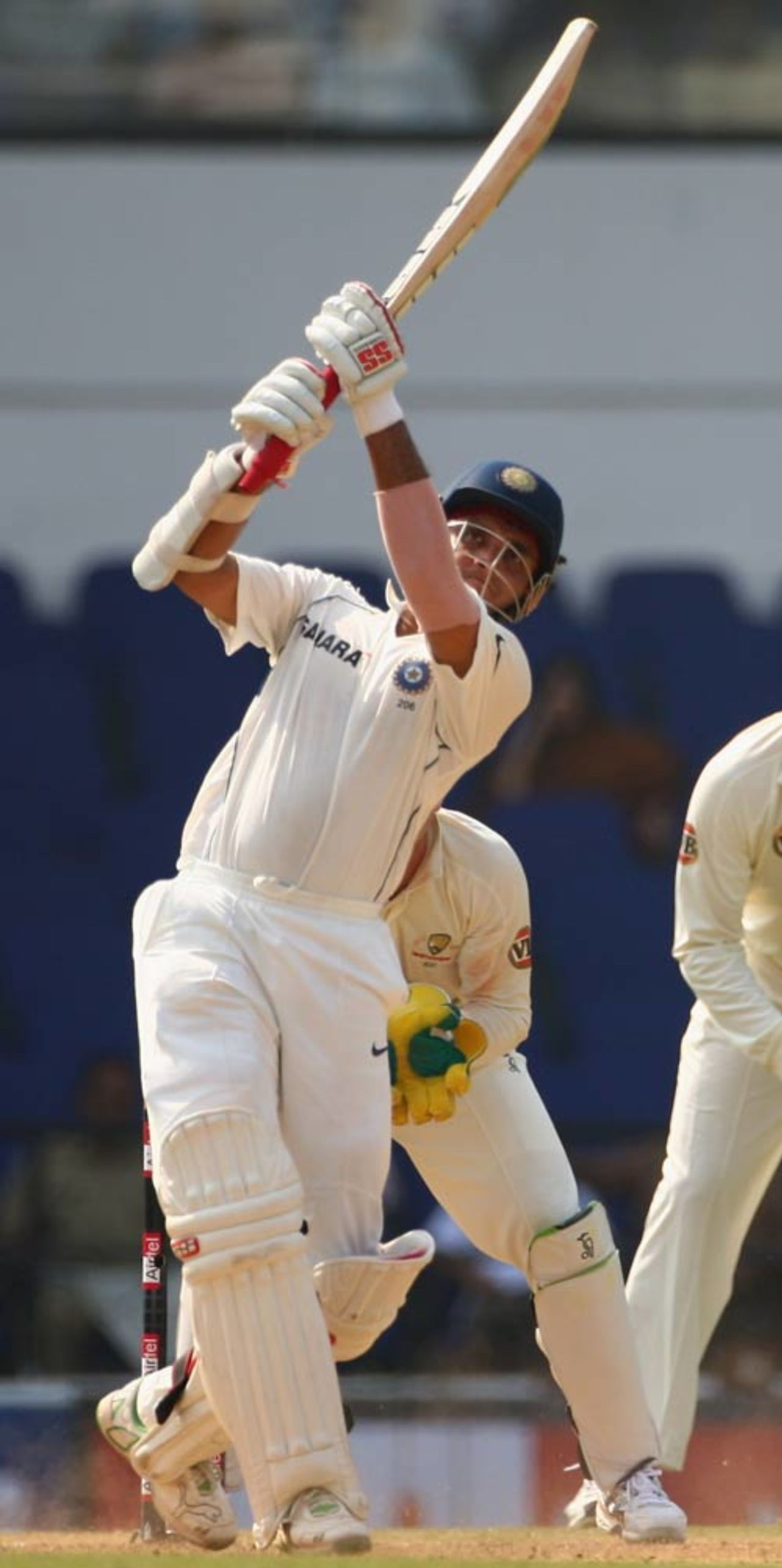 Sourav Ganguly lofts Jason Krejza for a straight six, India v Australia, 4th Test, Nagpur, 2nd day, November 7, 2008