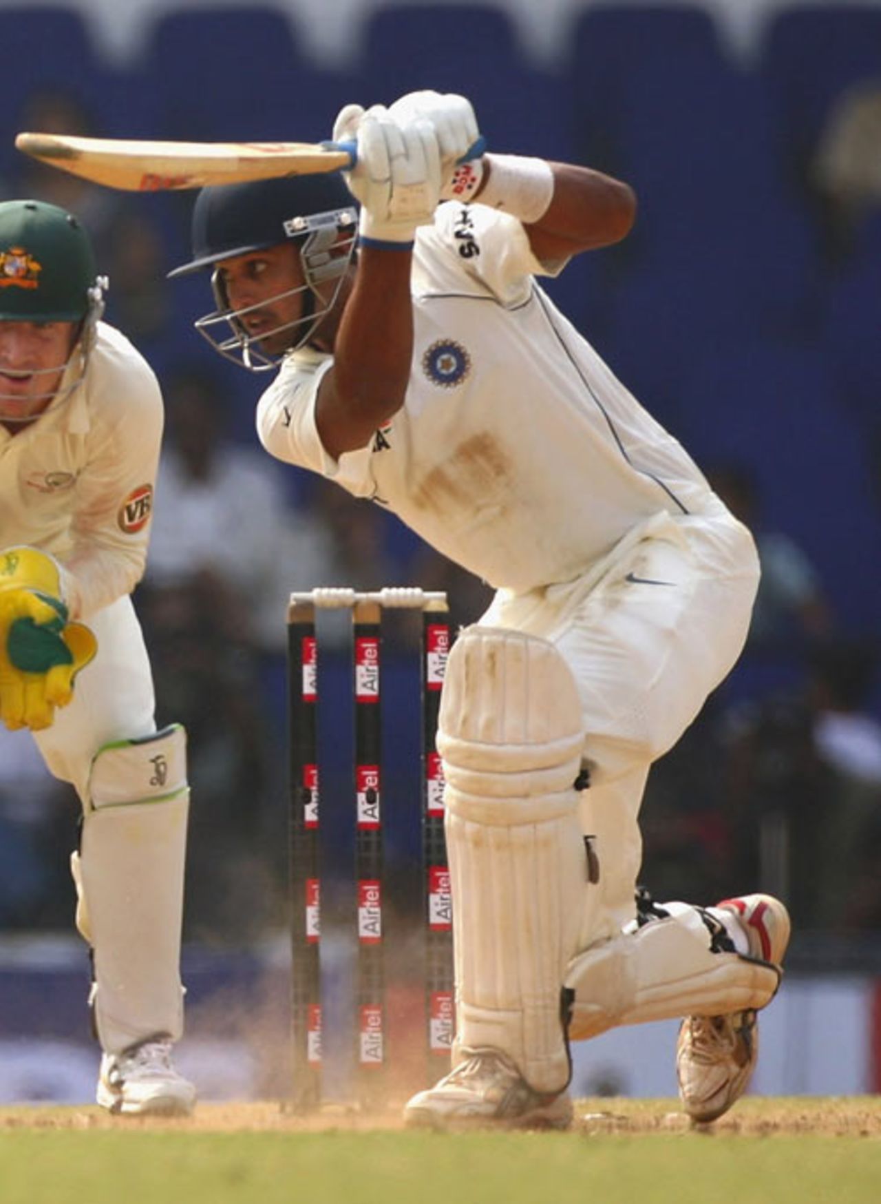 M Vijay crunches the ball through the off side, India v Australia, 4th Test, Nagpur, 4th day, November 9, 2008