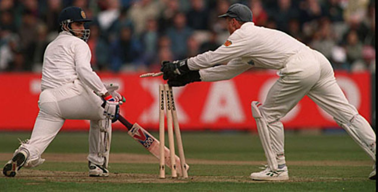 Sourav Ganguly is stumped by Alec Stewart, England v India, 3rd ODI, Manchester, May 26, 1996