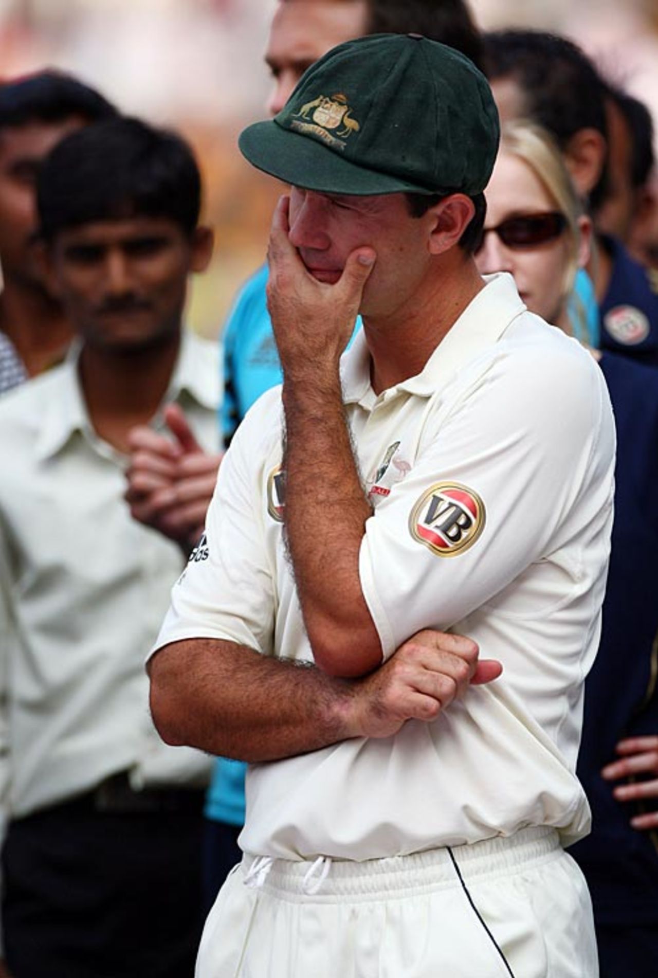A crestfallen Ricky Ponting looks on at the presentation ceremony, India v Australia, 4th Test, Nagpur, 5th day, November 10, 2008