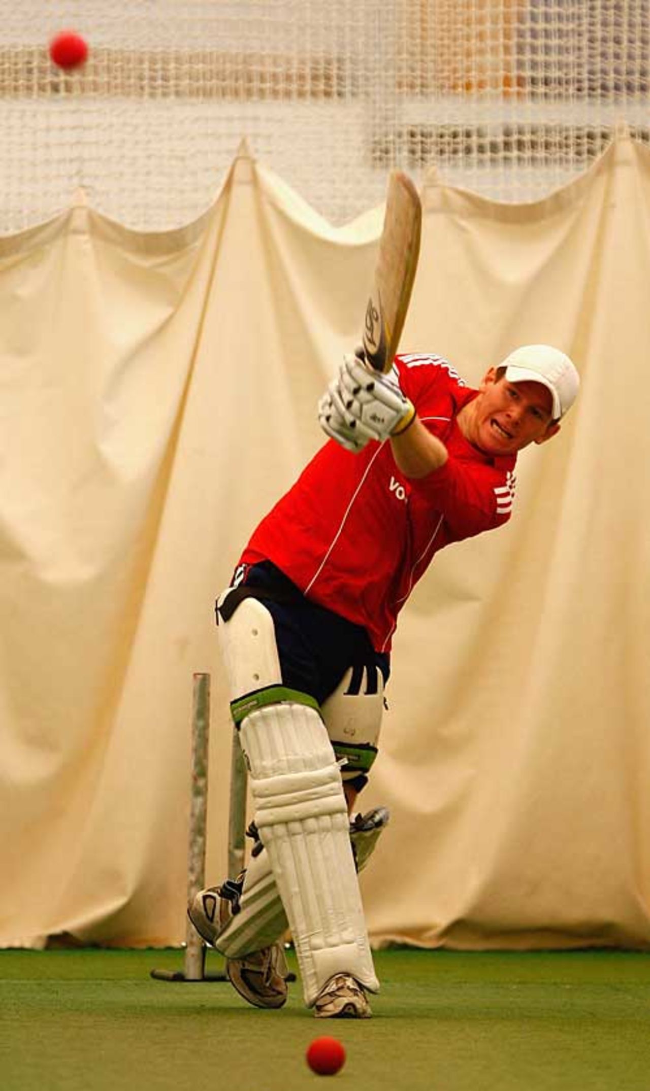 Eoin Morgan works on his game before the Performance squad departs, Loughborough, November 14