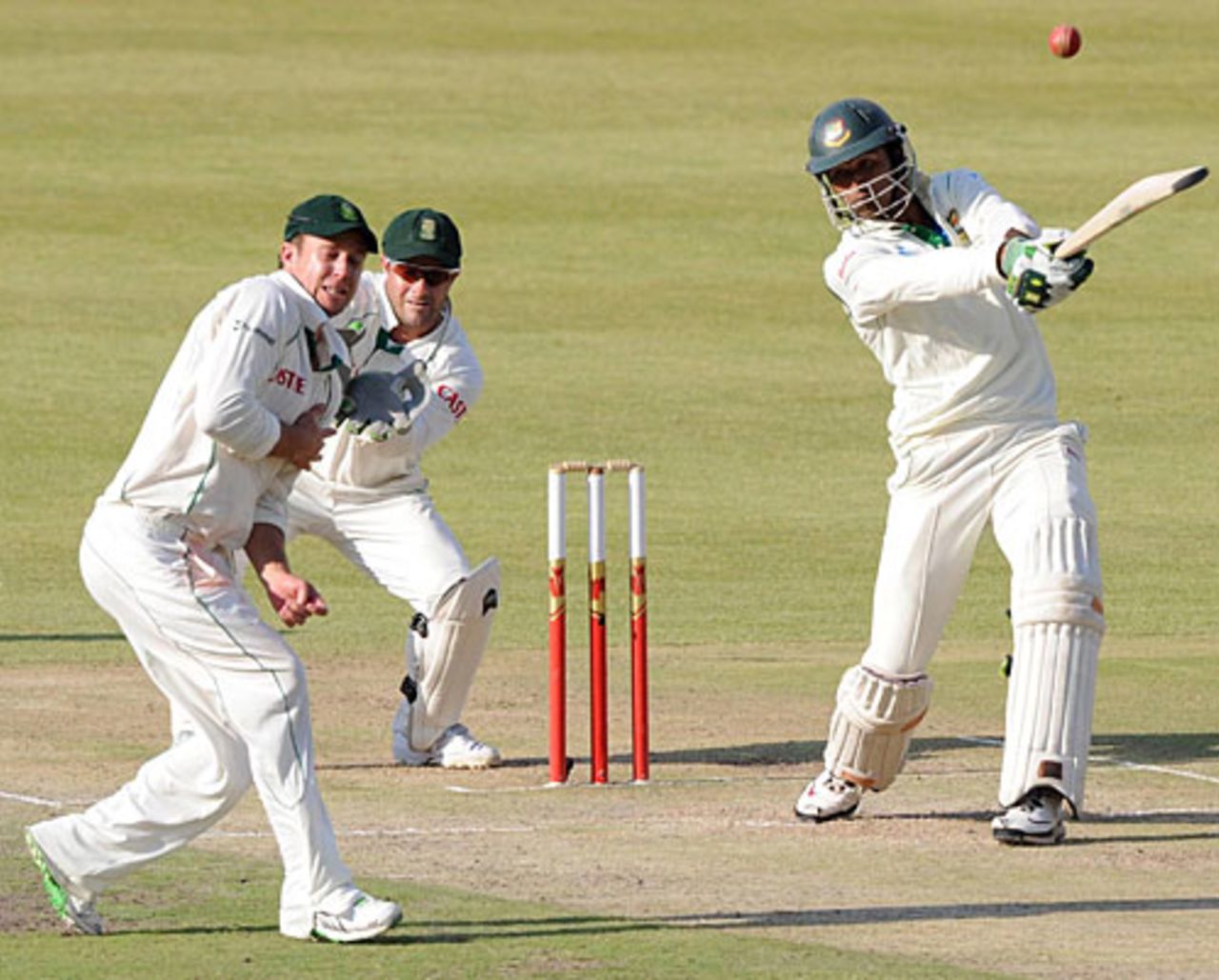 Shahadat Hossain hits over the in-field, South Africa v Bangladesh, 1st Test, Bloemfontein, November 20, 2008